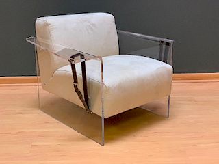 Contemporary Lucite Upholstered Chair