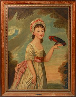Thomas Beach Portrait of Girl with Parrot Oil