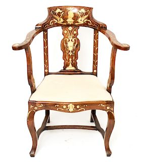 Italian Neoclassical Style Chair with Bone Inlay
