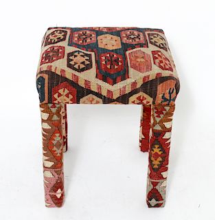 Ottoman w Turkish Kilim Upholstery