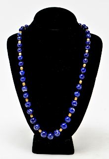 14K Yellow Gold & Sodalite Beads Necklace