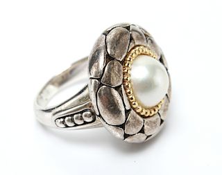 Effy Silver w 18K Gold & Mabe Pearl Ring