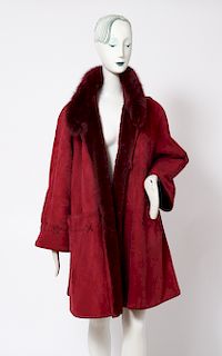 Christia by Hanak Burgundy Suede & Fur Jacket
