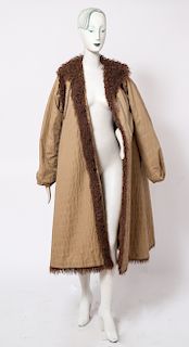 Fendi Tan Canvas & Brown Fur Jacket