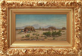 H.Sells "Southwest Indian Landscape" Oil, 19th C