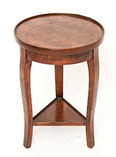 Round Low Side Table of Walnut Wood