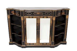Chinoiserie Sideboard w Mirrored Cabinet Doors