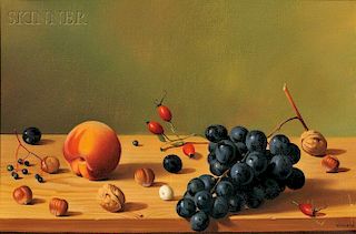 Fernand Renard (French, b. 1912)    Still Life with Fruit on a Shelf