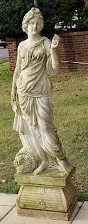 Antique Life Size Marble Sculpture Of A Beauty.