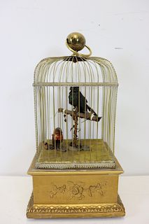 19th Century French Gilt Wood Bird Cage Automaton