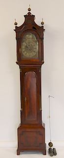 David Lestourgen Signed Mahogany Tallcase Clock.
