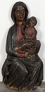 Continental carved and painted figure of the Mother and Child, 17th/18th c., 21'' h.