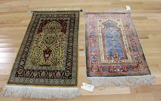 2 Silk Vintage And Finely Hand Woven Area