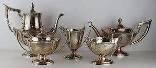 STERLING. 5 Pc. Gorham Plymouth Sterling Tea Set.
