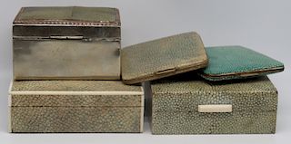 SILVER. Assorted Shagreen Decorative Boxes.