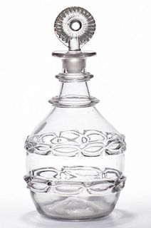 FREE-BLOWN THOMAS CAINS CHAIN-DECORATED PINT DECANTER