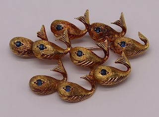 JEWELRY. Erwin Pearl 18kt Gold and Sapphire Brooch