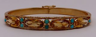 JEWELRY. Portuguese 18kt Gold, and Colored Gem