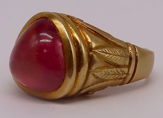 JEWELRY. 18kt Gold and Pink Tourmaline? Ring.