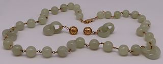 JEWELRY. 14kt Gold and Celadon Jade Jewelry Group.