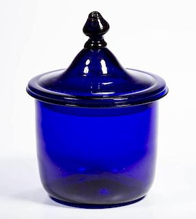 FREE-BLOWN SUGAR BOWL AND COVER