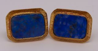 JEWELRY. Pair of 14kt Gold and Lapis Lazuli