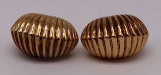 JEWELRY. Vintage Signed 14kt Gold Ribbed Ear Clips