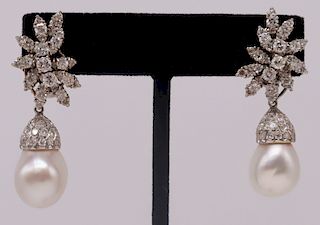 JEWELRY. 18kt Gold and Diamond Floral Spray Ear