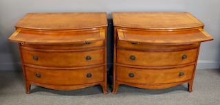 BAKER. Signed Pair Of Mahogany Chests With Leather