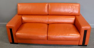Maurice Villency Signed Leather Sofa.