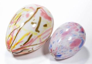 FREE-BLOWN DECORATED EGGS, LOT OF TWO