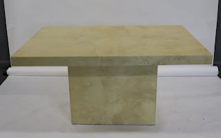 Karl Springer Style Goat Skin Pedestal Table.