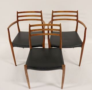 MIDCENTURY. 3 Niels O Moller Sculpted Teak Chairs