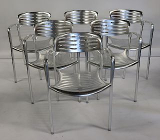 Set Of 6 Jorge Pensi Contemporary Metal Chairs.
