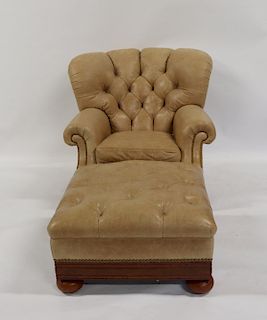 Brunschwid & Fils Leather Lounge Chair & Ottoman.