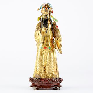 Chinese Republic Period Enameled Silver Figure