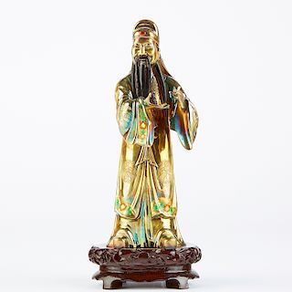 Chinese Republic Period Enameled Silver Figure