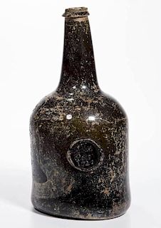 IMPORTANT PHILADELPHIA OWNED SEAL BLACK GLASS WINE BOTTLE