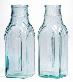 BLOWN-MOLDED ATMORE CATHEDRAL / GOTHIC PICKLE BOTTLES, LOT OF TWO