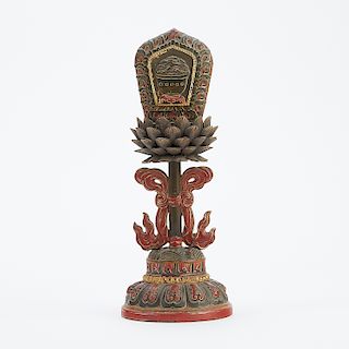 Chinese Lacquer and Wood Bajixiang Budhist  Altar Ornament