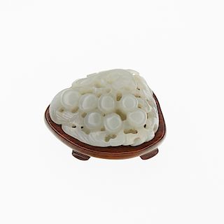 Chinese Qing Celadon Jade Carving of Berries or Grapes