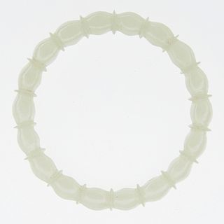 Chinese Carved Pale Jade Bangle
