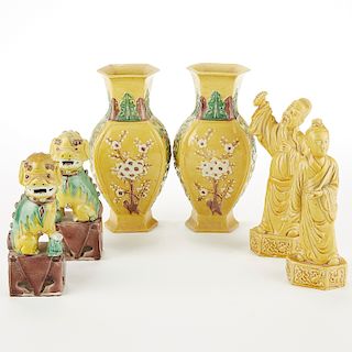 Grp: 6 Chinese Guangxu Biscuit Glazed Porcelain Pieces