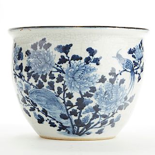 Early 20th c. Chinese Blue and White Porcelain Jardiniere