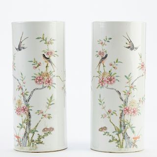 Pair Chinese Porcelain Hat Stands - Guangxu