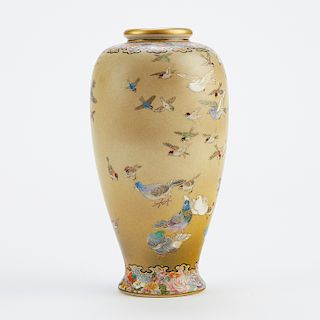 Japanese Meiji Prd Satsuma Vase of Birds