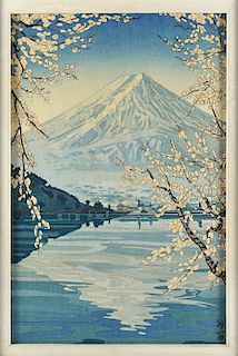 Koichi Okumura Japanese Woodblock Print of a Mountain