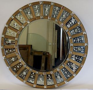 Impressive Art Deco Sunburst Form Mirror.