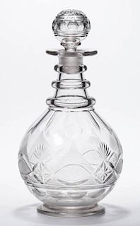 CUT STARRED DIAMONDS, FANS AND FLASHED VESICAS QUART DECANTER