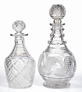 ASSORTED CUT DECANTERS, LOT OF TWO